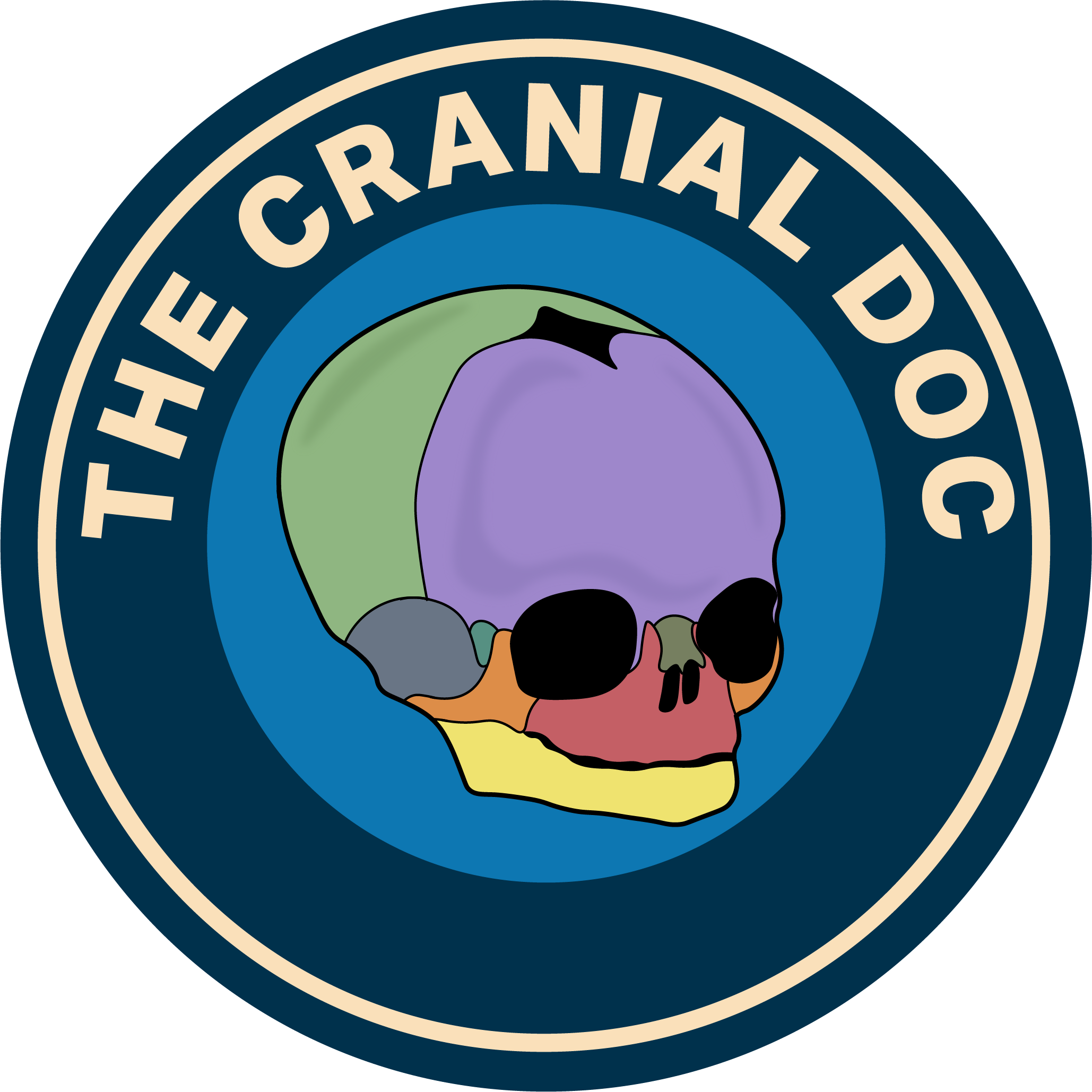 The Cranial Doc logo: pediatric cranial skull badge